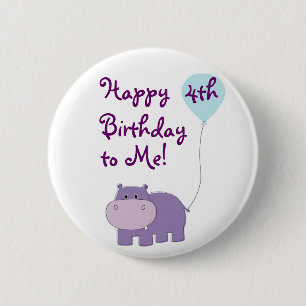 Hippo Birthday Button