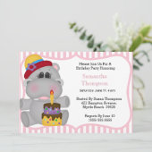 Hippo Birthday Invitations Kaart (Staand voorkant)
