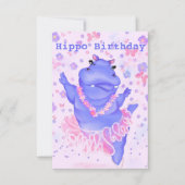 Hippo Birthday Kaart Ballerina Hippo - Jouw naam (Voorkant)