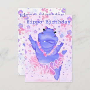 Hippo Birthday Kaart Ballerina Hippo - Jouw naam