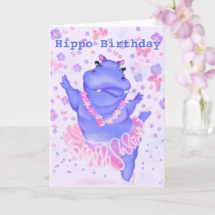 Hippo Birthday Kaart Ballet Dancer Hippo Jouw teks