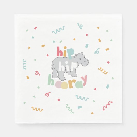Hippo Birthday Party Hippo Hippopotamus Partij Servet (Voorkant)
