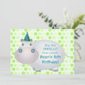 Hippo Birthday Party Invitation Kaart (Staand voorkant)