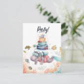 Hippo Birthday Party underwater Briefkaart (Staand voorkant)