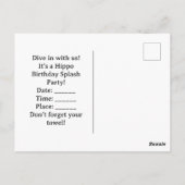 Hippo Birthday Party underwater Briefkaart (Achterkant)