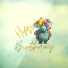 Hippo Birthday Raamsticker