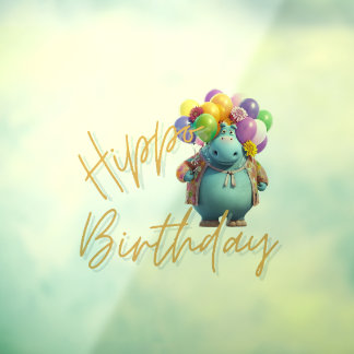 Hippo Birthday Raamsticker