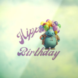 Hippo Birthday Raamsticker