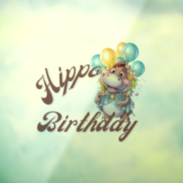 Hippo Birthday Raamsticker