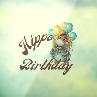 Hippo Birthday Raamsticker
