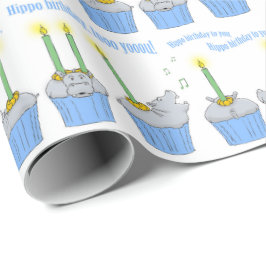 Hippo Birthday voor jou.  Happy hippos zingend Cadeaupapier