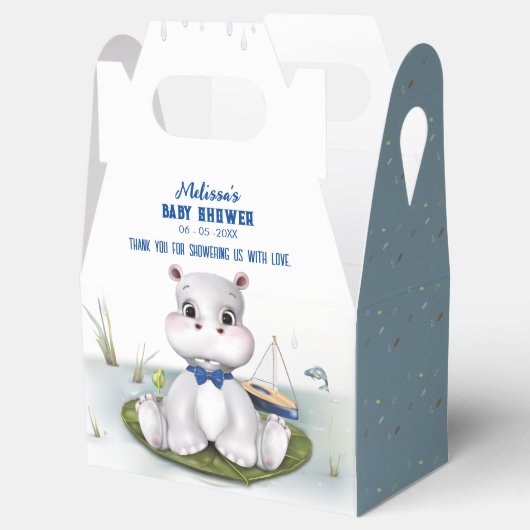 Hippo Blue-Baby shower Bedankdoosjes (Geopend)