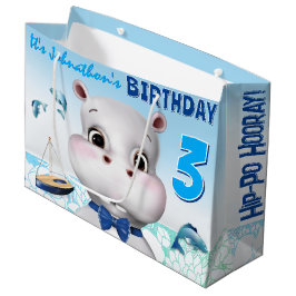Hippo Blue Boy Birthday Groot Cadeauzakje