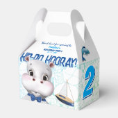 Hippo Blue Fish Boy Birthday Bedankdoosjes (Voorkant Zijde)