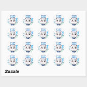 Hippo Blue Fish Boy Birthday Bedankt Ronde Sticker (Vel)