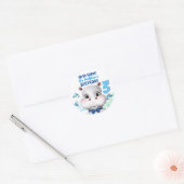 Hippo Blue Fish Boy Birthday Bedankt Ronde Sticker (Envelop)