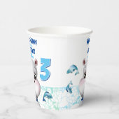 Hippo Blue Fish Boy Birthday Papieren Bekers (Rechts)
