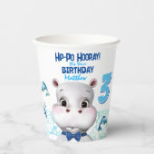 Hippo Blue Fish Boy Birthday Papieren Bekers (Voorkant)