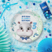Hippo Blue Fish Boy Birthday Papieren Bordje (Feest)