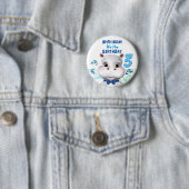 Hippo Blue Fish Boy Birthday Ronde Button 5,7 Cm (In situ)