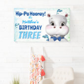 Hippo Blue Fish Boy Birthday Spandoek (Insitu)