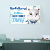 Hippo Blue Fish Boy Birthday Spandoek (Beurs)