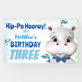 Hippo Blue Fish Boy Birthday Spandoek