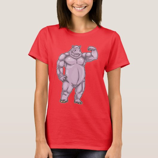 Hippo Bodybuilder Bodybuilding T-shirt (Voorkant)