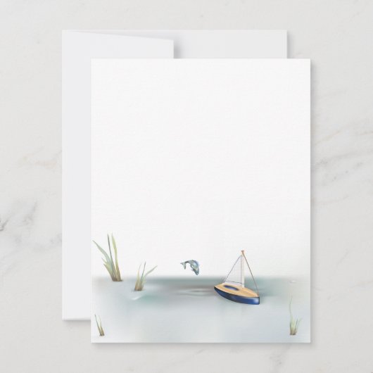 Hippo Boy Baby shower Bedankt Notitiekaartje (Achterkant)