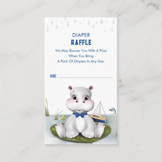 Hippo Boy-Baby shower Informatiekaartje (Voorkant)