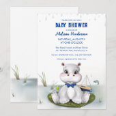 Hippo Boy-Baby shower Kaart (Voorkant / Achterkant)