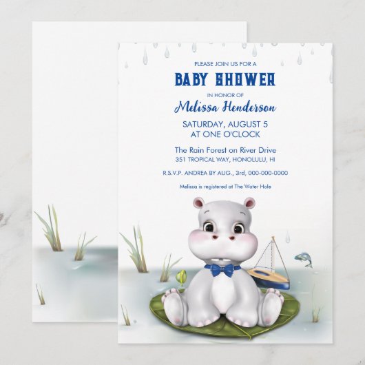 Hippo Boy-Baby shower Kaart