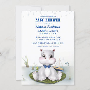 Hippo Boy-Baby shower Kaart