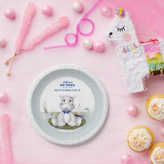 Hippo Boy-Baby shower Papieren Bordje (Feest)