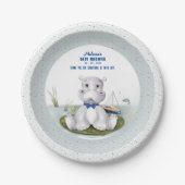Hippo Boy-Baby shower Papieren Bordje (Voorkant)