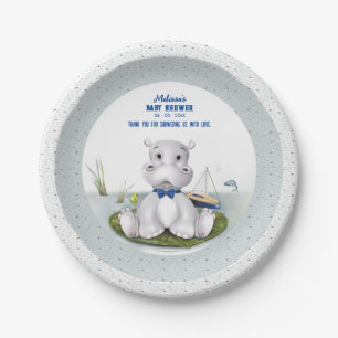 Hippo Boy-Baby shower Papieren Bordje