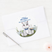 Hippo Boy-Baby shower Ronde Sticker (Envelop)