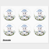 Hippo Boy-Baby shower Ronde Sticker (Vel)