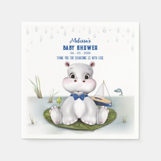 Hippo Boy-Baby shower Servet (Voorkant)