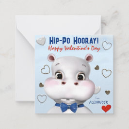 Hippo Boy Blue Classroom Valentijnsdag Notitiekaartje