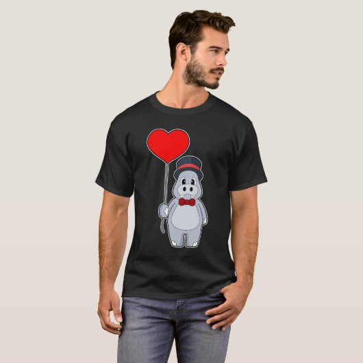 Hippo bruidegom ballon bruiloft t-shirt (Voorkant volledig)