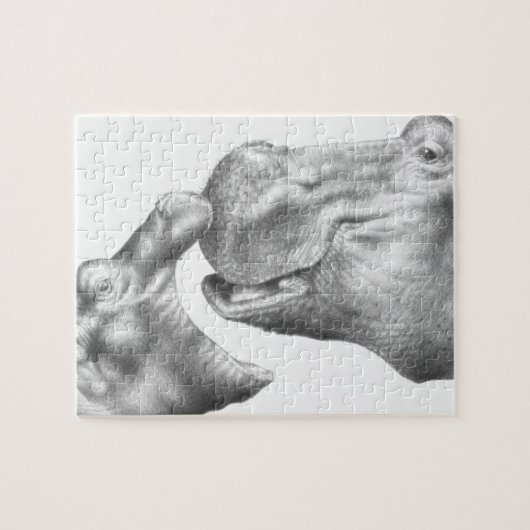 Hippo & Calf Puzzle Legpuzzel (Horizontaal)