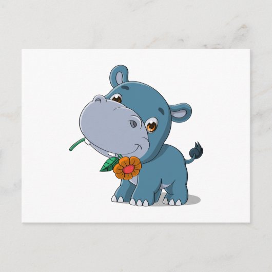 Hippo cartoon briefkaart (Voorkant)