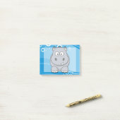 Hippo-Cartoon met blauw water achtergrond Post-it® Notes (Op bureau)