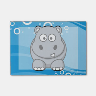 Hippo-Cartoon met blauw water achtergrond Post-it® Notes