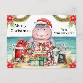 Hippo Christmas Cocktail Party Greeting Card Feestdagenkaart