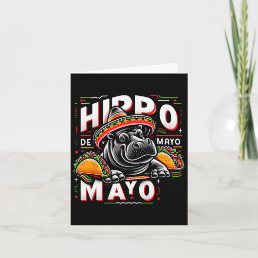 Hippo Cinco de Mayo Funny Mexico Hippopotamus Funn Kaart (Voorkant)