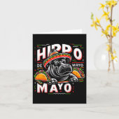 Hippo Cinco de Mayo Funny Mexico Hippopotamus Funn Kaart (Gele Bloem)