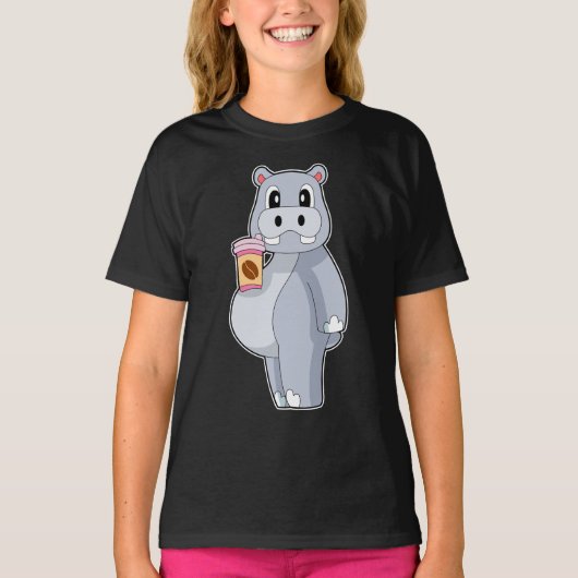 Hippo Coffee om mee te nemen T-shirt (Voorkant)