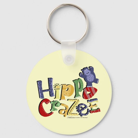 Hippo Crazee (op lichtkleuren) Sleutelhanger (Voorkant)